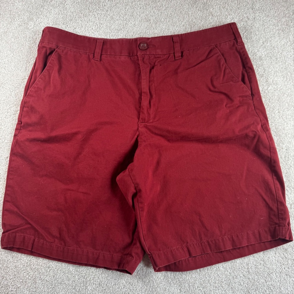Apt 9 Premier Flex Men Burgundy Chino Shorts 38 (fit 36) Cotton Stretch Casual